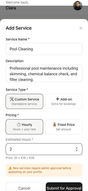 Elige el tipo de servicio
